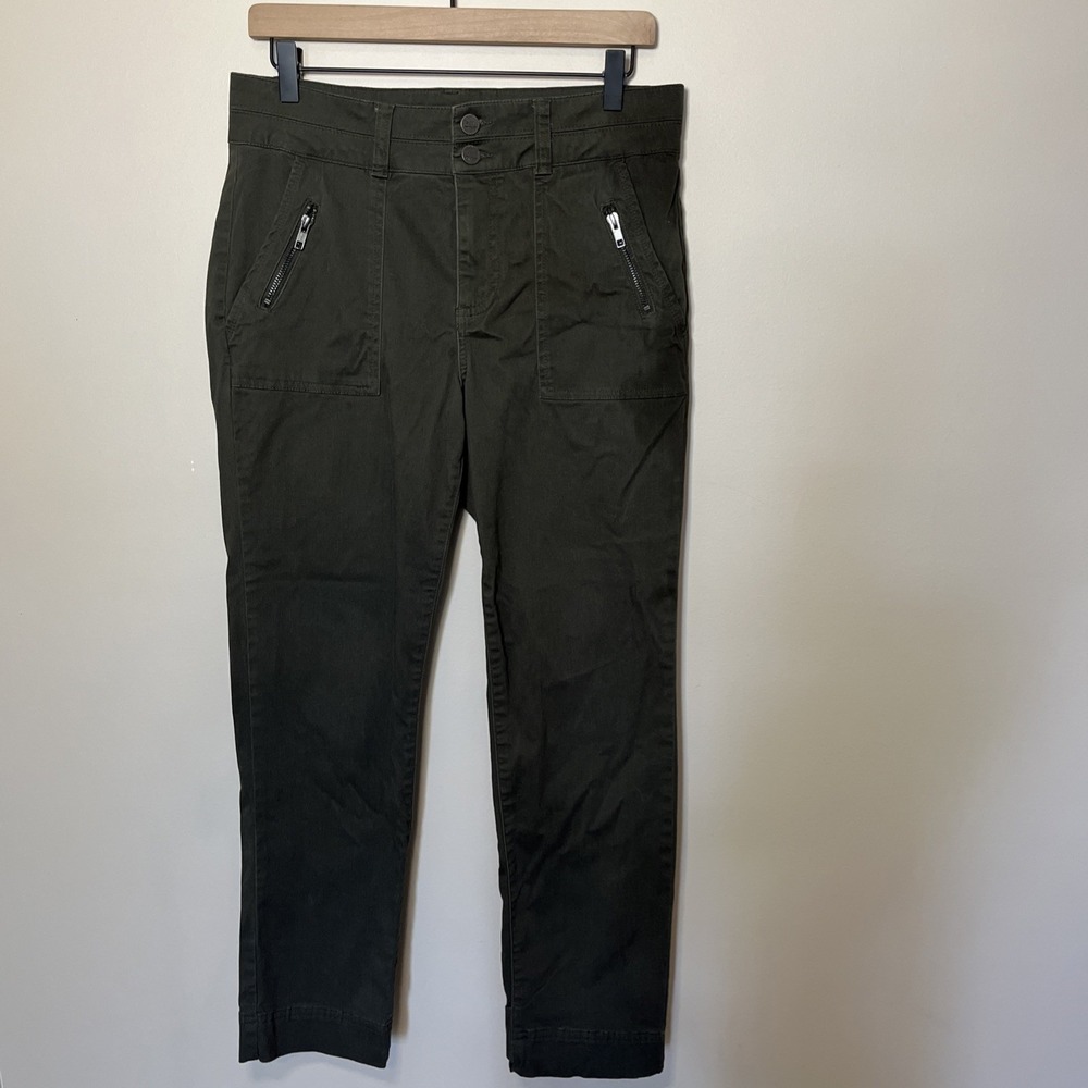 KUT From the Kloth High‎ Rise Ankle Straight Leg Pants Olive Army Green Sz 8